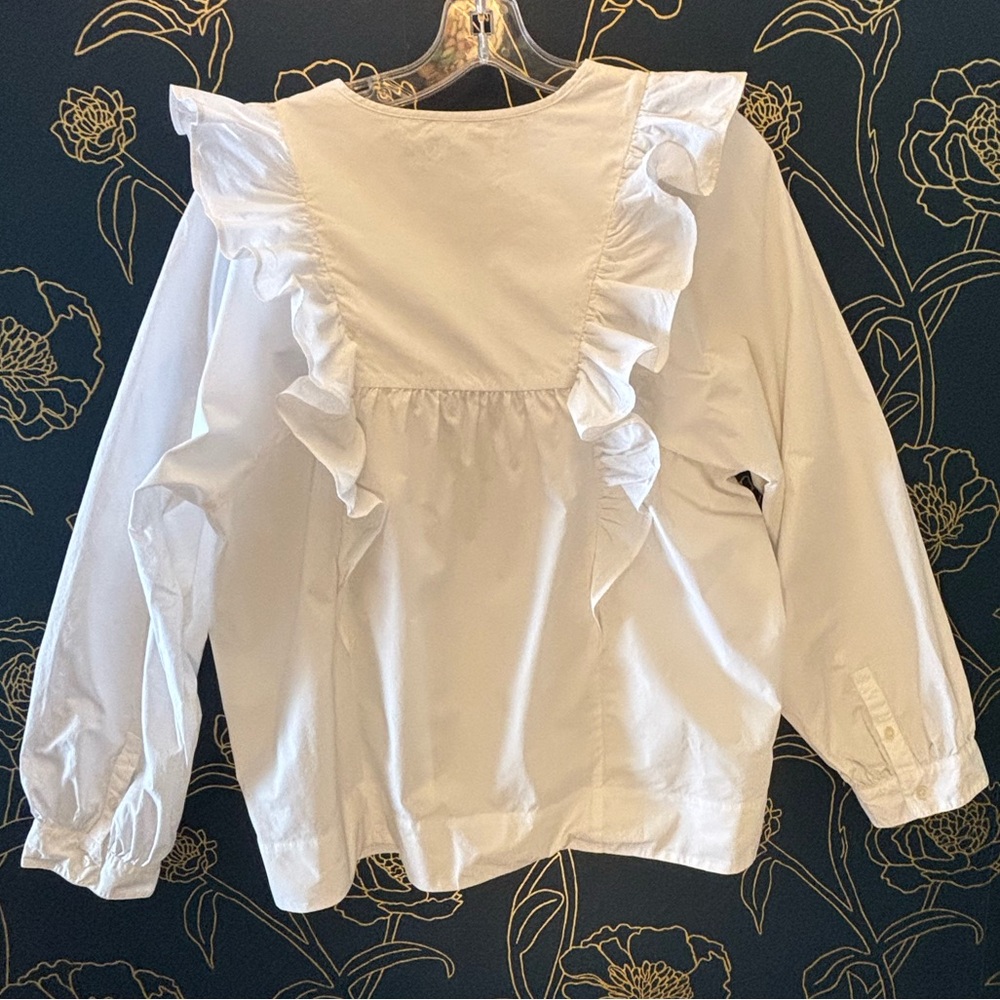 J. Crew White Ruffle Blouse - Picture 2 of 8